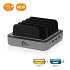48W 4-Port USB with Type-C PD Laptop Charging Station 