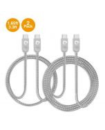 Zinc Alloy USB-C to USB-C Charging & Sync Braided Cable Bundle - 1.65ft & 3.3ft