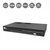Dual Core 10-Port Industrial USB-C PD Charging Station - 700W, Up to 65W per port, Dual 350W power, UL certification