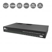 Dual Core 16-Port Industrial USB-C PD Charging Station - 1200W, Up to 100W per port, Dual 600W Power, UL certification