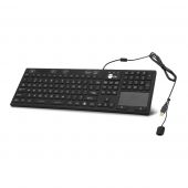 Industrial/Medical Grade Washable & Dustproof Keyboard with Touchpad, USB Keyboard, IP68 Compliant, 110-key Layout, 5 levels brightness, Silent Keycap, Silicone Material, Windows, Mac