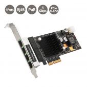 4-Port Gigabit Ethernet with PoE PCIe Card - Intel I350