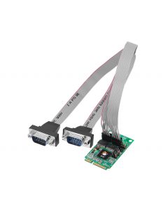 2-Port RS232 Serial Mini PCIe with Power with adapter cables connected
