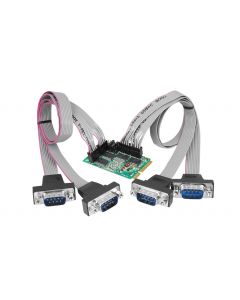 4-Port RS232 Serial Mini PCIe with Power with adapter cables connected
