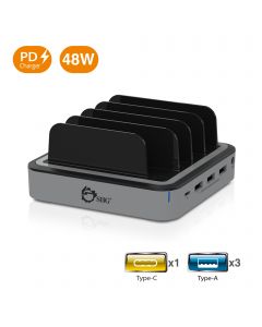 48W 4-Port USB with Type-C PD Laptop Charging Station 