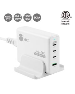 240W GaN PD 3.1 Charger - 3C1A - USB-C Power Adapter - Portable USB Type-C Charger - Maximum 240W output totally - C1 up to 140W - C2/C3 up to 100W - USB-A up to 30W
