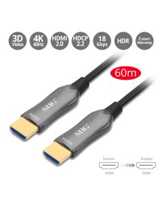 4K HDMI AOC Cable - 60m(196ft) - 4K@60Hz- 18Gbps - Active Optical Cable 