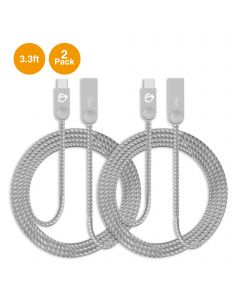 Zinc Alloy USB-C to USB-A Charging & Sync Braided Cable - 3.3ft 2-pack