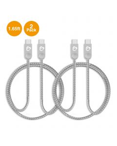 Zinc Alloy USB-C to USB-C Charging & Sync Braided Cable - 1.65ft