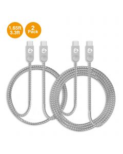 Zinc Alloy USB-C to USB-C Charging & Sync Braided Cable Bundle - 1.65ft & 3.3ft