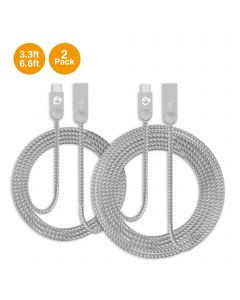 Zinc Alloy USB-C to Type-A Charging & Sync Braided Cable Bundle - 3.3ft & 6.6ft