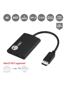 4K 1x2 DisplayPort 1.2 to HDMI MST Splitter