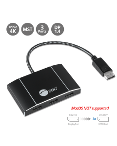 8K 1x3 DisplayPort 1.4 to DisplayPort MST Hub Splitter