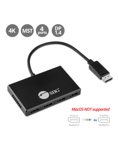 8K 1x4 DisplayPort 1.4 to DisplayPort MST Hub Splitter