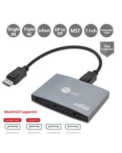 1x3 DisplayPort 1.4 to DisplayPort MST Splitter