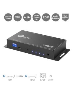 1x2 4K120Hz HDMI Splitter with EDID & Audio Extractor