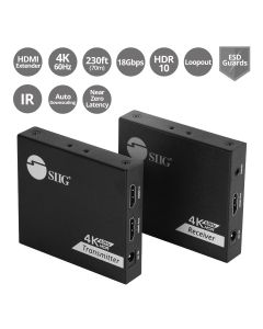 4K 60Hz HDMI Over Cat6 Extender with Loopout & IR