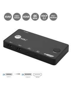 2x1 USB-C 4K60Hz Video KVM Switch, Mini and Portable KVM, USB-C bus powered, MacBook Pro, iPad Pro, USB-C DP Alt-mode Tablet, Windows & Mac USB-C Laptop