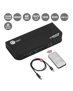2x1 HDMI 4K HDR KVM USB 3.0 Switch with Remote Control