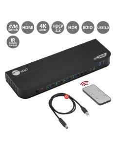 4x1 HDMI 4K HDR KVM USB 3.0 Switch with Remote Control