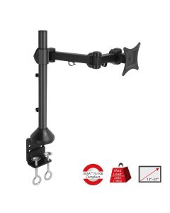 Articulating Monitor Desk Mount – 13” to 27” -Max Load 22 lbs - VESA Plate 75x75mm/100x100mm