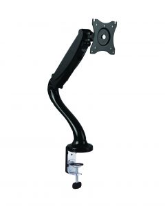 Full-Motion Gas Spring Single Monitor Desk Mount 13” to 27” - Black