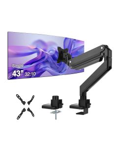Single Monitor Heavy-Duty Premium Gas Spring Desk Mount - 17" to 43", VESA 75x75, 100x100, 200x200mm
