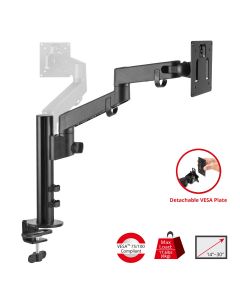 Single Arm Pole Multi-Angle Replaceable Articulating Monitor Desk Mount - 14~30"- 17.6lbs each- Detachable VESA plate