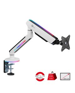 Premium Single-Monitor Arm Desk Mount with Gaming RGB Lighting - 17" to 34"