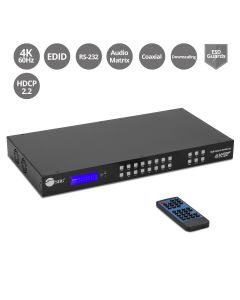 8x8 HDMI 4K60Hz Matrix Switcher with LCD, 18Gbps, HDCP 2.2, HDR 10, Downscaling, EDID Management, ARC, Audio Embedded, Audio Extraction
