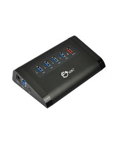 USB 3.0 4-Port Aluminum HUB with 2A Charging Port Powered by 12V/3A Adapter