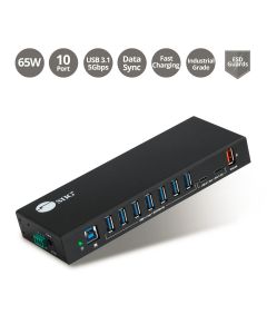 10-Port Industrial USB 3.1 Gen 1 Hub with Dual USB-C & Charging