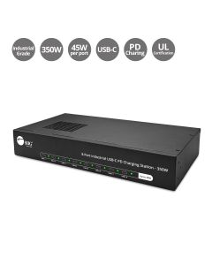 8-Port Industrial USB-C PD Charging Station - 350W, Up to 45W per port, UL certification