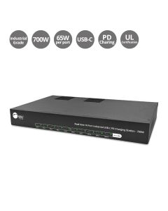 Dual Core 10-Port Industrial USB-C PD Charging Station - 700W, Up to 65W per port, Dual 350W power, UL certification
