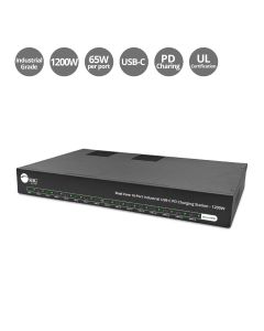 Dual Core 16-Port Industrial USB-C PD Charging Station - 1200W, Up to 100W per port, Dual 600W Power, UL certification