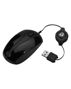 Ultra Compact Retractable USB Optical Mouse - Black Top View