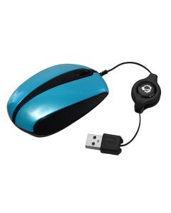 Ultra Compact Retractable USB Optical Mouse - Blue