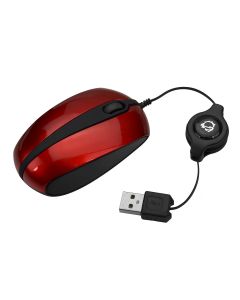 Ultra Compact Retractable USB Optical Mouse - Red