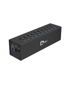 USB 3.0 10-Port Aluminum Hub with 12V/5A Power Adapter