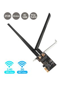 Wireless 2T2R Dual Band WiFi Ethernet PCIe Card - AC1200