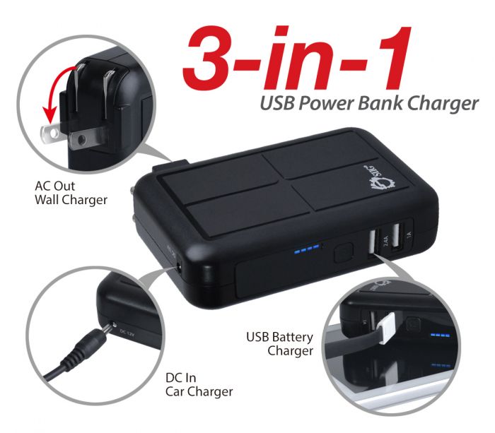 3 in 1 Car Charger w/ Power Bank