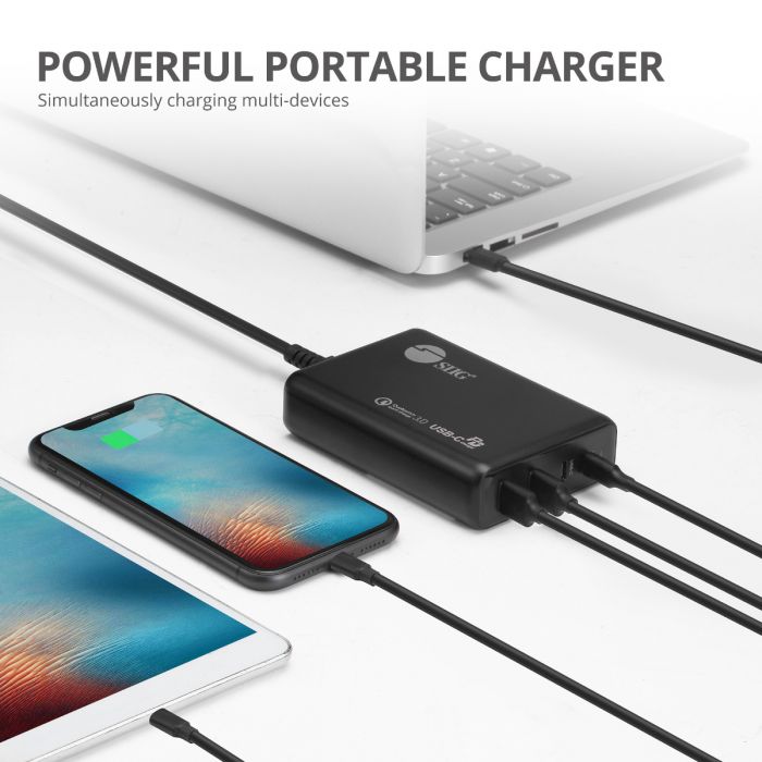 100W Dual USB-C PD Charger with QC 3.0 Combo Power Charger