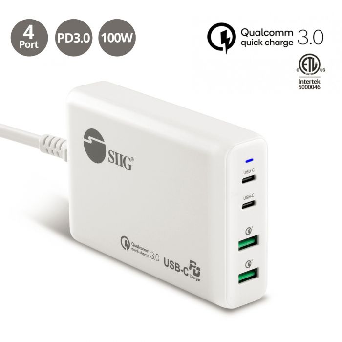 100W USB-C PD 3.0 PPS & QC 3.0 Combo Power - White