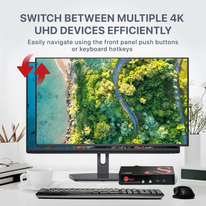 4K @60hz HDMI KVM Switch 2 Port Dual Monitor Extended Display for 2  computers