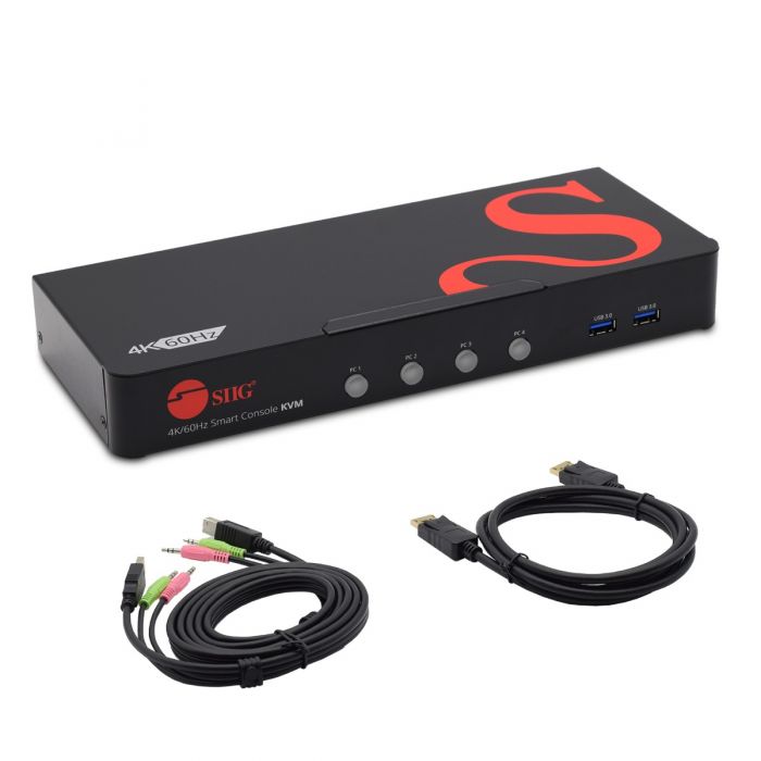 4-Port DisplayPort 1.2 Smart Console KVM Switch with USB 3.0