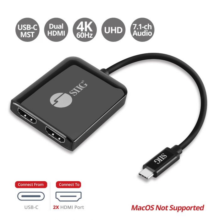 4-Port Mini DisplayPort to HDMI Splitter, MST Hub, 4K 60Hz UHD