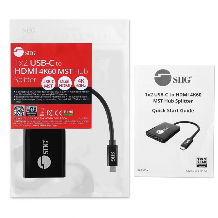 4-Port Mini DisplayPort to HDMI Splitter, MST Hub, 4K 60Hz UHD