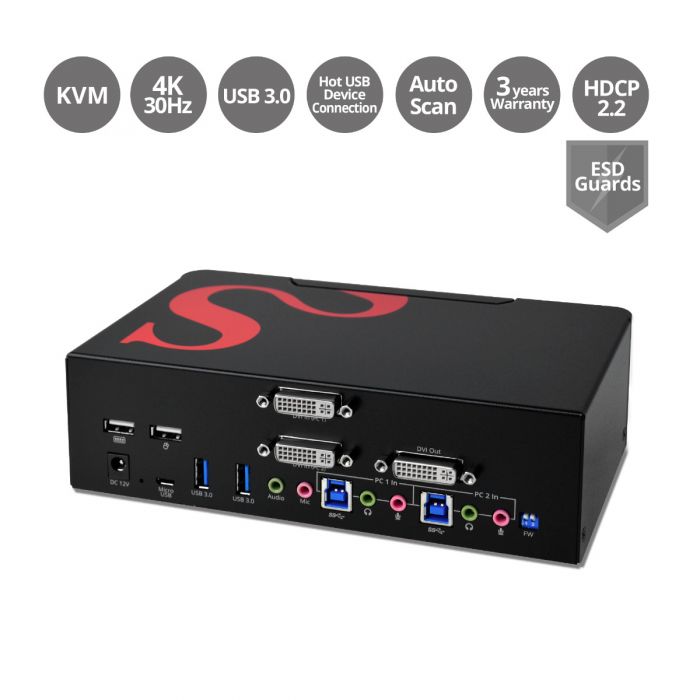 2 Port Dvi Dual Link Smart Console Kvm Switch With Usb 3 0 And Multimedia Ports 2 Port Dvi Dual Link Smart Console Kvm Switch With Usb 3 0 And Multimedia Ports