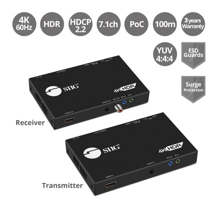 4k Hdr Hdmi 2 0 Usb 2 0 Extender Over Hdbaset With Rs 232 Ir