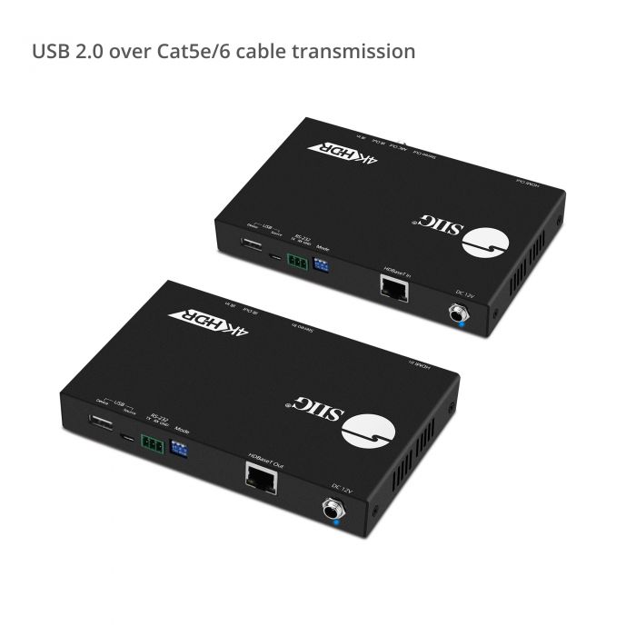 SIIG 4K HDR HDMI 2.0 HDBaseT Extender Over Single Cat5e/6 with RS-232 & IR 60m 